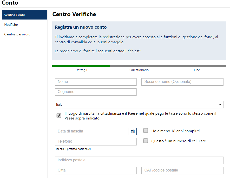 Il centro verifiche di Plus500 per verificare il proprio conto