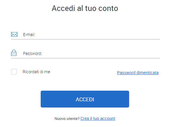 Modulo di accesso al conto su Markets