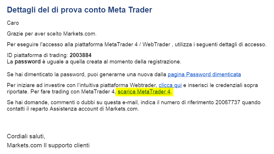 Come scaricare MT4 dalla email di attivazione prova conto MetaTrader