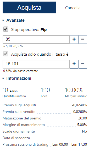 acquisto avanzate CFD