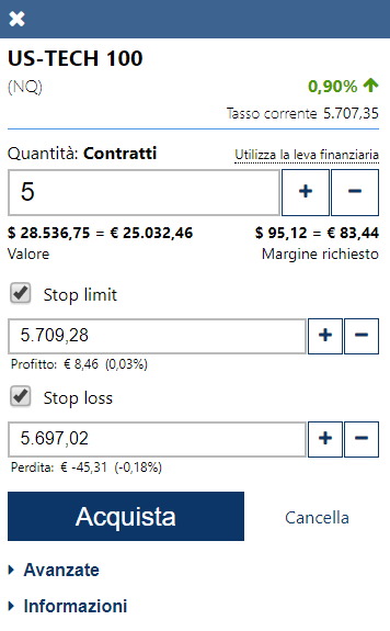 apeetura posizione cfd