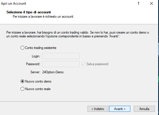 Come fare il login su MT4 con 24option