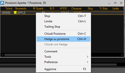Hedge sulla posizione su AvaTradeAct