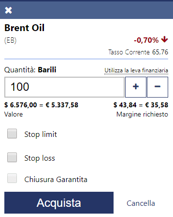 Come si apre una posizione di trading su Brent Oil con Plus500