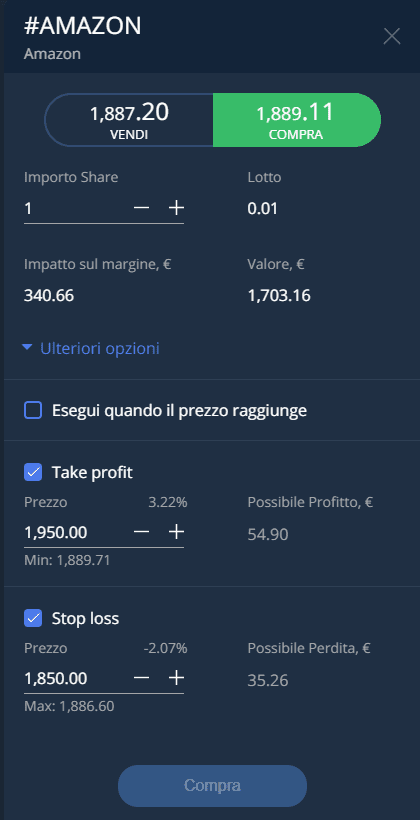 Come si imposta l'ordine sul webtrader di Avatrade