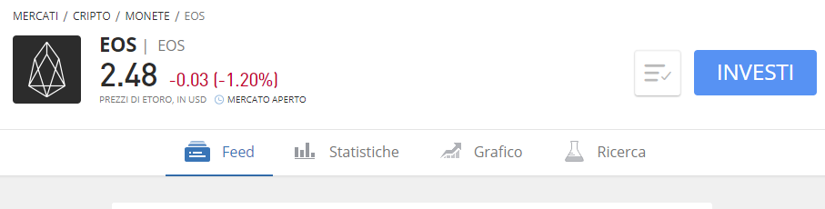 Informazioni su EOS fornite da eToro